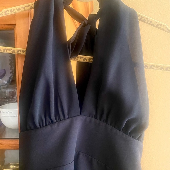 NBD Black Mini Deep V Halter Dress Sz SMALL Like New Condition - Picture 2 of 6